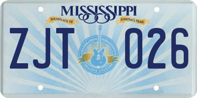 MS license plate ZJT026
