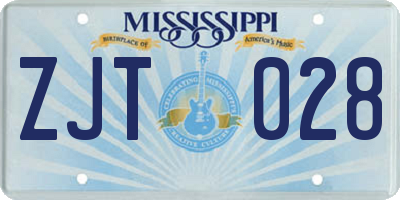 MS license plate ZJT028