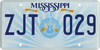 MS license plate ZJT029