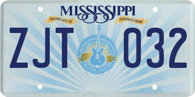MS license plate ZJT032