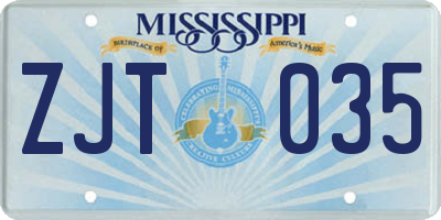 MS license plate ZJT035