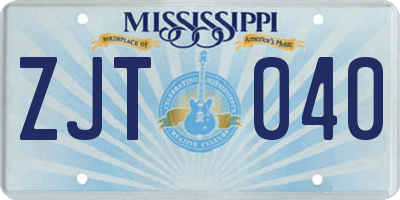 MS license plate ZJT040