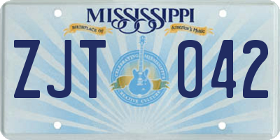 MS license plate ZJT042