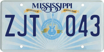 MS license plate ZJT043