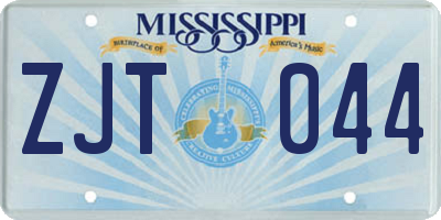 MS license plate ZJT044