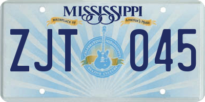 MS license plate ZJT045