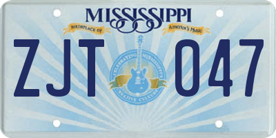 MS license plate ZJT047