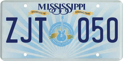 MS license plate ZJT050