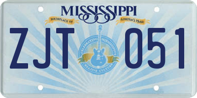 MS license plate ZJT051