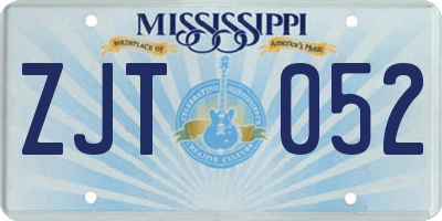 MS license plate ZJT052