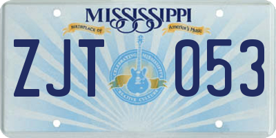 MS license plate ZJT053