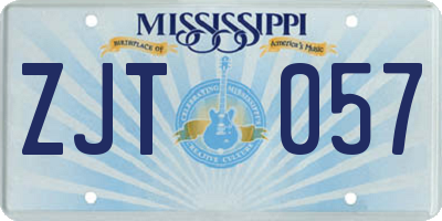 MS license plate ZJT057