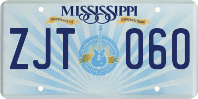 MS license plate ZJT060