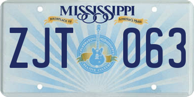MS license plate ZJT063