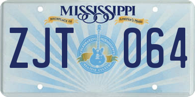 MS license plate ZJT064
