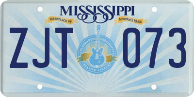 MS license plate ZJT073