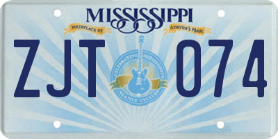 MS license plate ZJT074
