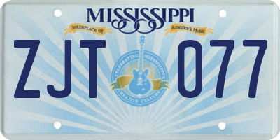 MS license plate ZJT077