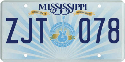 MS license plate ZJT078
