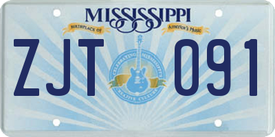 MS license plate ZJT091