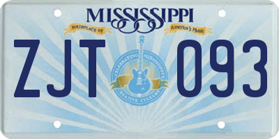 MS license plate ZJT093