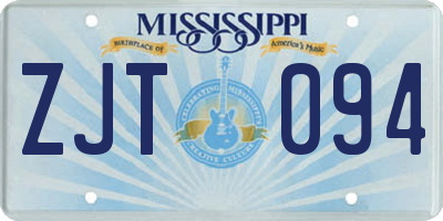 MS license plate ZJT094