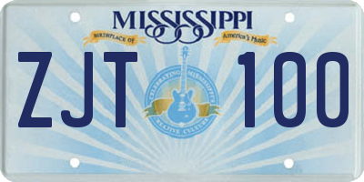 MS license plate ZJT100