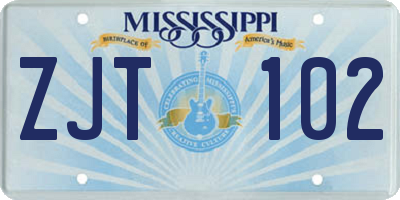 MS license plate ZJT102