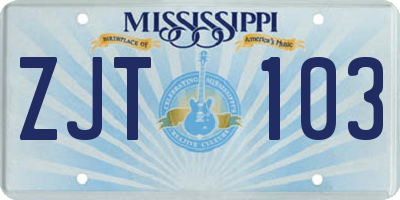 MS license plate ZJT103