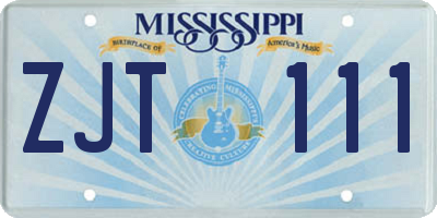 MS license plate ZJT111
