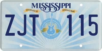 MS license plate ZJT115