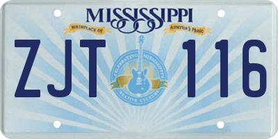 MS license plate ZJT116