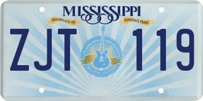 MS license plate ZJT119