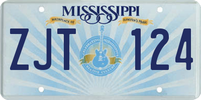 MS license plate ZJT124