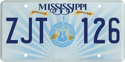 MS license plate ZJT126