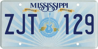 MS license plate ZJT129