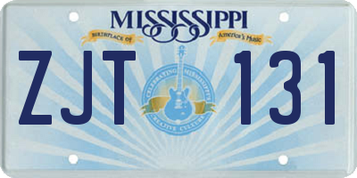 MS license plate ZJT131