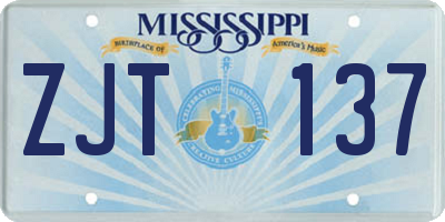 MS license plate ZJT137