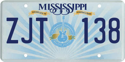 MS license plate ZJT138