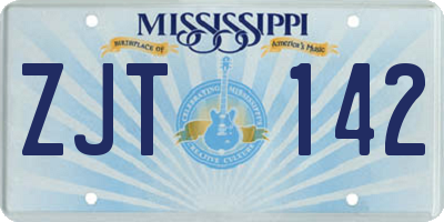 MS license plate ZJT142