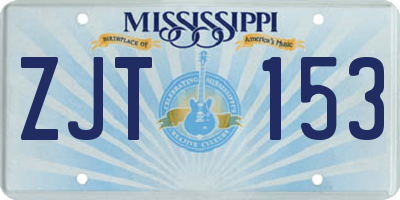 MS license plate ZJT153