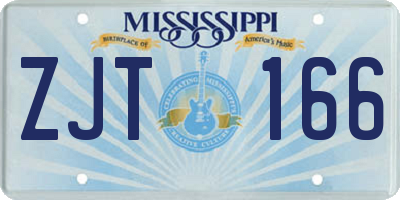 MS license plate ZJT166