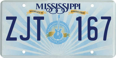 MS license plate ZJT167