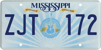 MS license plate ZJT172