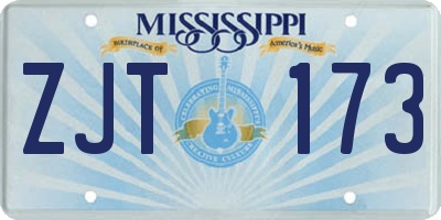 MS license plate ZJT173