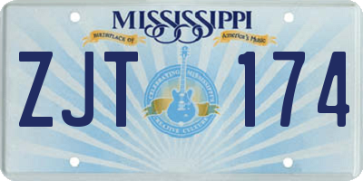 MS license plate ZJT174