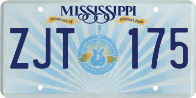 MS license plate ZJT175