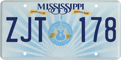 MS license plate ZJT178