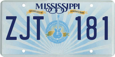 MS license plate ZJT181