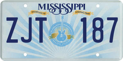 MS license plate ZJT187